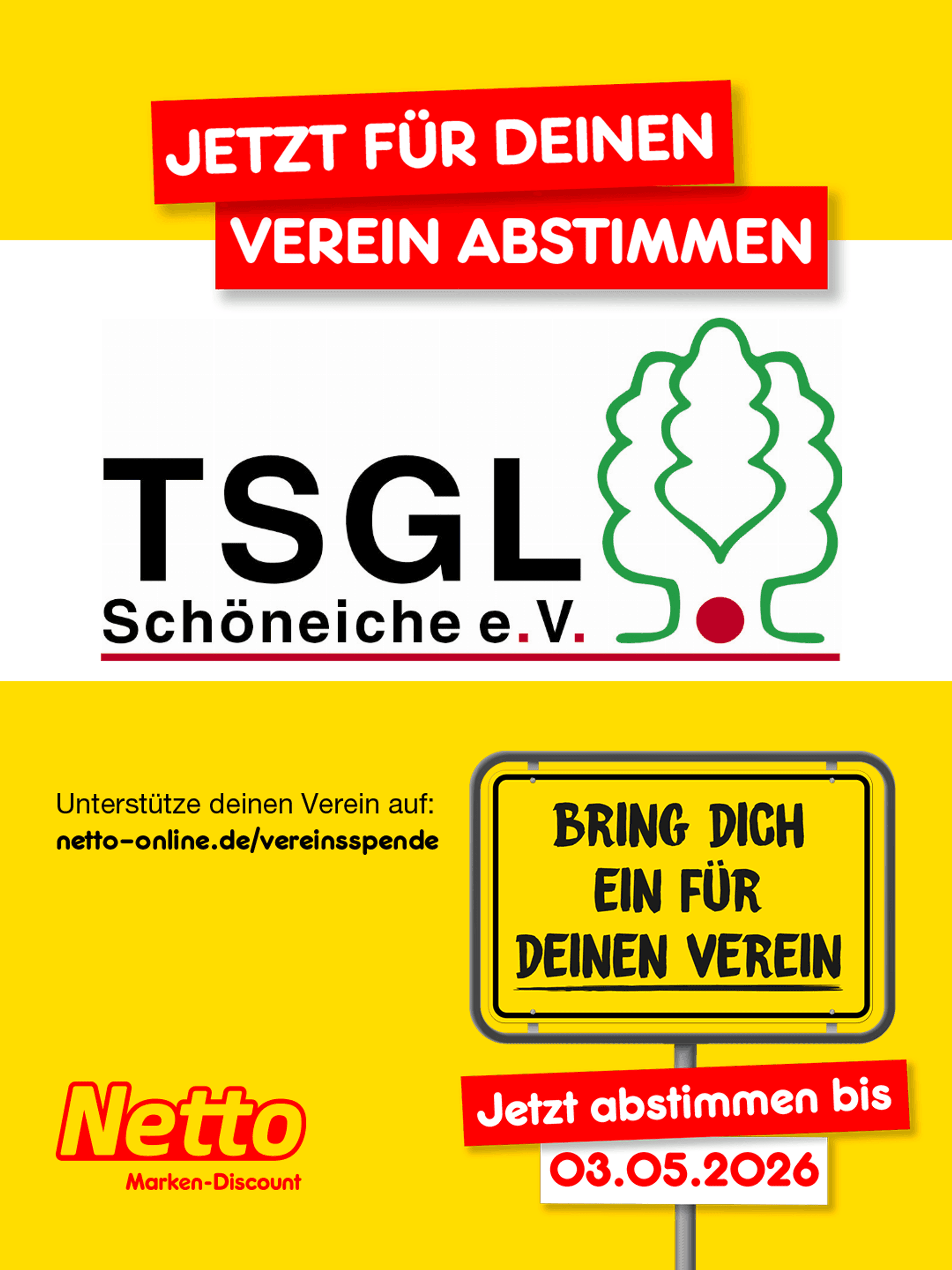 Jetzt bei der Netto Vereinsspende für uns abstimmen!